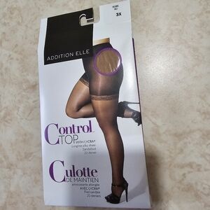 Addition Elle Sheer Control Top Pantyhose in Nude 3X + Secret Black Tights Plus1